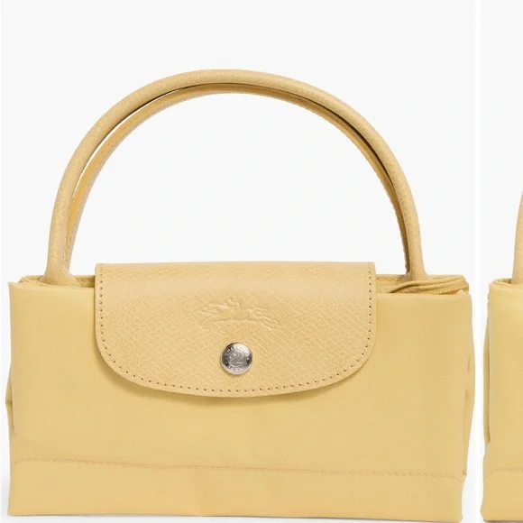 NIB Longchamp Small Le Pilage Green Recycled Canvas Top with Handle Bag (Wheat) - Picture 6 of 12